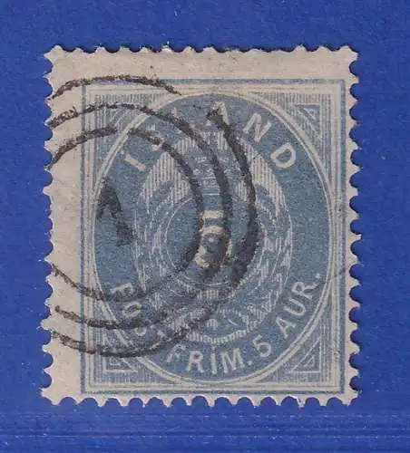 Island 1876 Ziffer und Krone 5 Aurar blau Mi.-Nr. 6A gestempelt