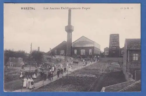 AK Belgien Herstal Les Anciens Etablissements Pieper gelaufen 1915