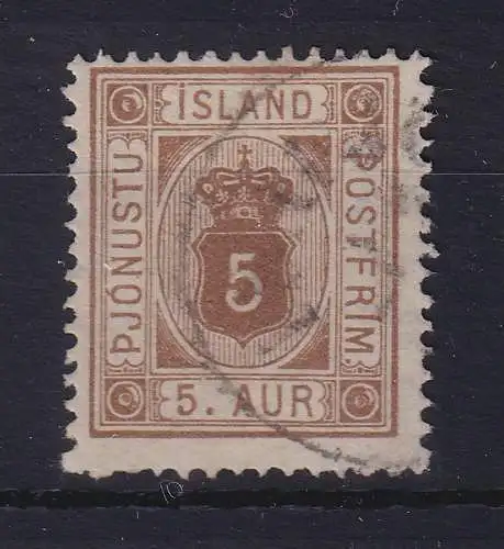 Island 1878 Dienstmarke Ziffer und Krone 4 Aurar Mi.-Nr. 4A gestempelt