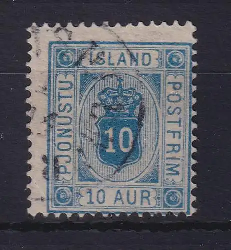 Island 1884 Dienstmarke Ziffer und Krone 10 Aurar Mi.-Nr. 5Aa gestempelt