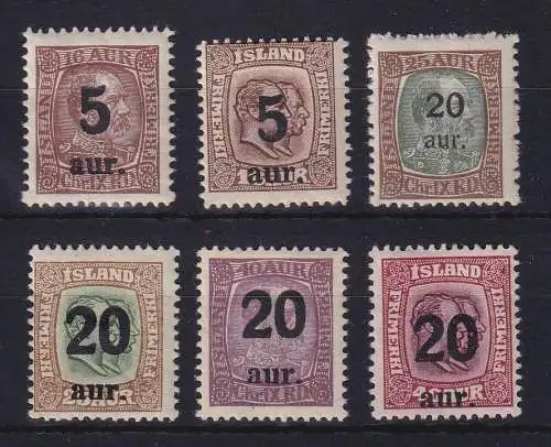 Island 1921/22 Neuer Wertaufdruck Mi.-Nr. 104-109 Satz kpl. ungebraucht *