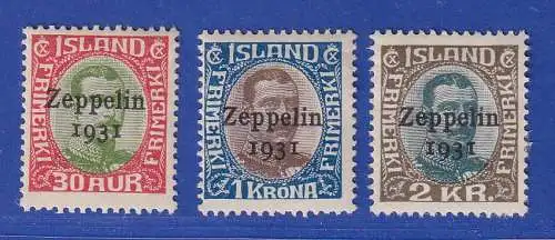 Island 1931 Flugpostmarken Islandfahrt Zeppelin Mi.-Nr. 147-149 ungebraucht *