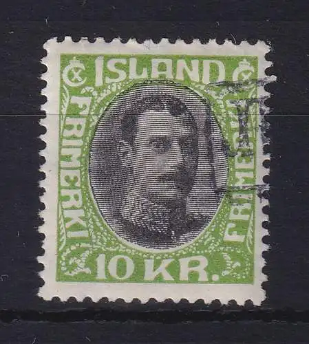 Island 1931 König Christian X. 10 Kronen Mi.-Nr. 167 mit TOLLUR-O