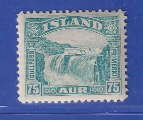 Island 1932 Gullfoss-Wasserfall 75 Aurar Mi.-Nr. 155 ungebraucht *