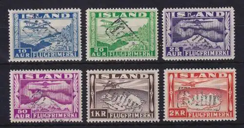 Island 1934 Flugpostmarken Mi.-Nr. 175-180 mit TOLLUR-O