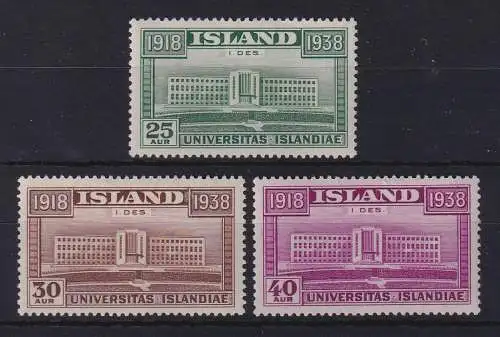 Island 1938 Universität Reykjavik/Personalunion Mi.-Nr. 200-202 ungebraucht *