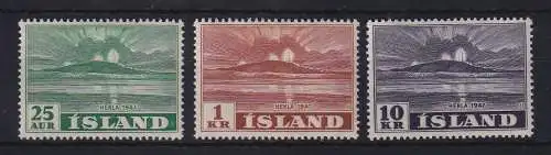 Island 1948 Vulkan Hekla Mi.-Nr. 248, 252-253 ungebraucht *