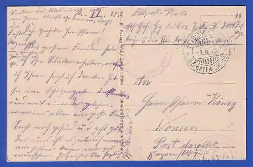 Feldpost 1.WK AK Remenauville (bei Metz, F) zerstörte Kapelle m. Feldpost-O 1915
