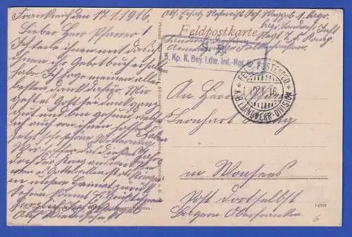 Feldpost 1.WK  AK Bezange(-la-Grande, F) Kriegszerstörungen mit Feldpost-O 1916