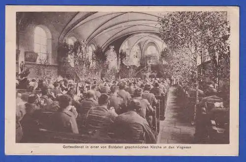 Feldpost 1.Weltkrieg AK Soldatengottesdienst in den Vogesen mit Feldpost-O 1915