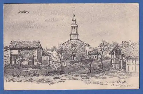 AK Frankreich Ivoiry Kirche gelaufen 1915