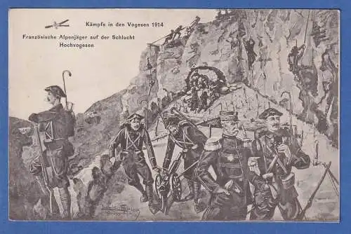 AK Frankreich Kämpfe in den Vogesen 1914 gelaufen mit Feldpost