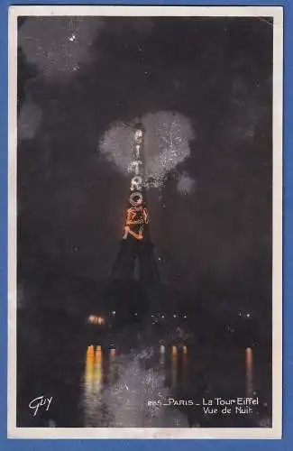 AK Frankreich Paris Eiffelturm beleuchtet CITROEN bei Nacht ungelaufen 