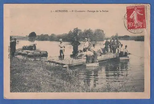 AK Frankreich Auxonne Fähre über den Fluss Saone gelaufen 