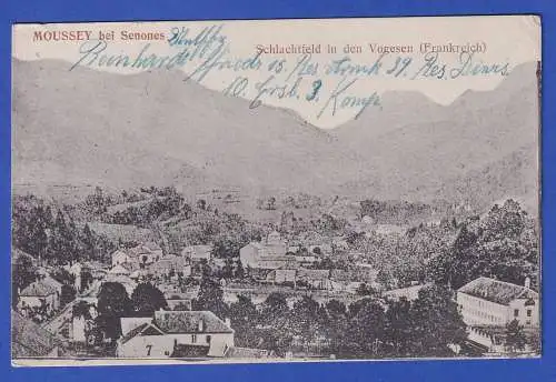 Feldpost 1.Weltkrieg AK Moussey (Vogesen, F) Ortsansicht mit Feldpost-O 1916