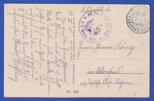 Feldpost 1.Weltkrieg AK Savonnières-devant-Bar (F) Ortsansicht, Feldpost-O 1915