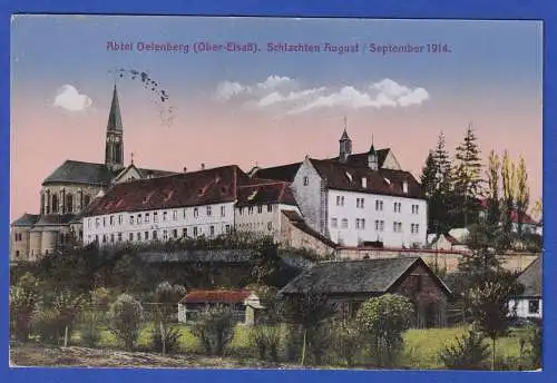 Feldpost 1.Weltkrieg AK Abtei Oelenberg (Elsass, F) mit Feldpost-O 1916