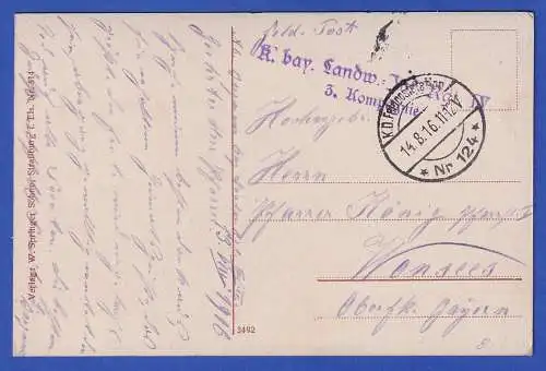 Feldpost 1.Weltkrieg AK Abtei Oelenberg (Elsass, F) mit Feldpost-O 1916