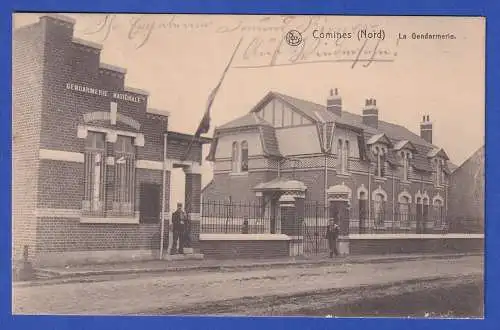 Feldpost 1.Weltkrieg AK Comines (F) Gendarmerie mit Feldpost-O 1915
