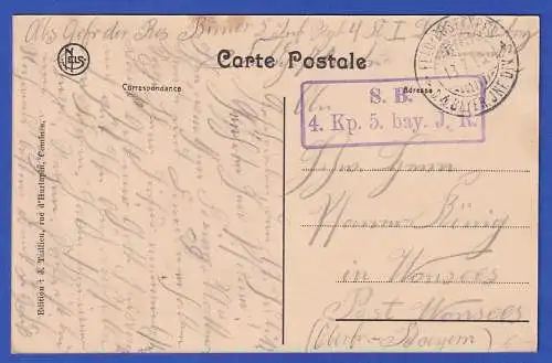 Feldpost 1.Weltkrieg AK Comines (F) Gendarmerie mit Feldpost-O 1915