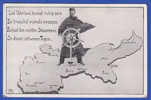 Feldpost 1.Weltkrieg Propaganda-Bildpostkarte Wilhelm II. als Steuermann 1915 ?