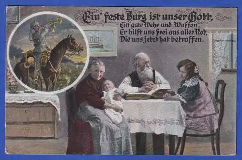 Feldpost 1.Weltkrieg Religiös-kitschige Bildpostkarte mit Feldpost-O 1915