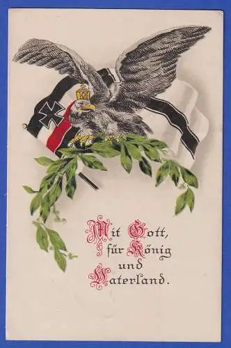 Feldpost 1.Weltkrieg Bildpostkarte Preußischer Adler mit Feldpost-Vignette 1916