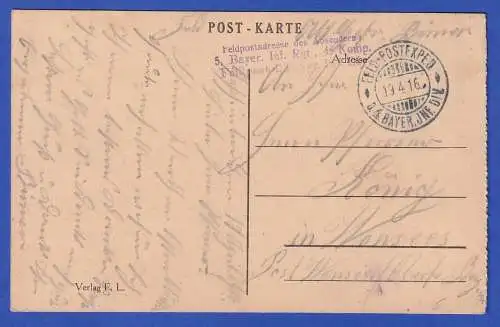 Feldpost 1.Weltkrieg Bildpostkarte Unsere Feldgrauen mit Feldpost-O 1916