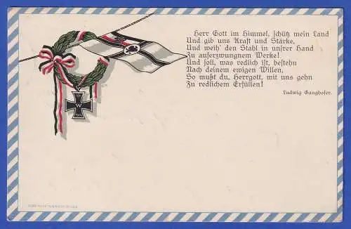 Feldpost 1.Weltkrieg Propagandapostkarte mit Ganghofer-Reimerei, Feldpost-O 1916