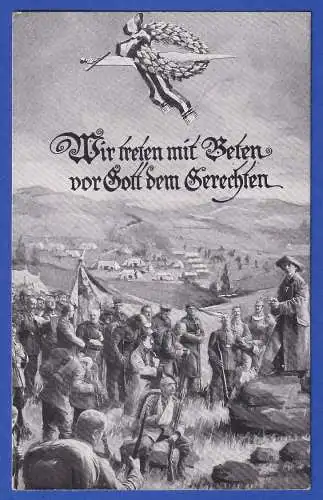 Feldpost 1.Weltkrieg Bildpostkarte Betende Soldaten mit Feldpost-O 1915?