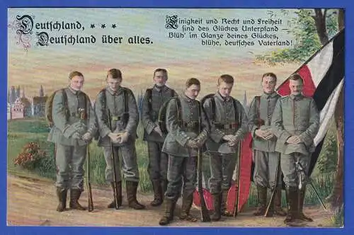 Feldpost 1.Weltkrieg Bildpostkarte Deutschlandlied Andächtige Soldaten 