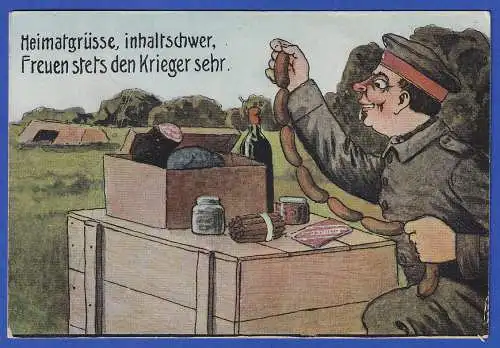 Humorige Bildpostkarte Soldat mit Fresspaket O GRAFENWÖHR 1925