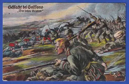 Feldpost 1.Weltkrieg Bildpostkarte Schlacht bei Soissons mit Feldpost-O 1916
