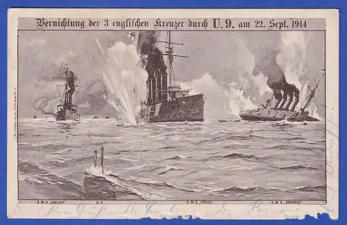 Feldpost 1.Weltkrieg Bildpostkarte U-Boot-Krieg mit Feldpost-O 1915