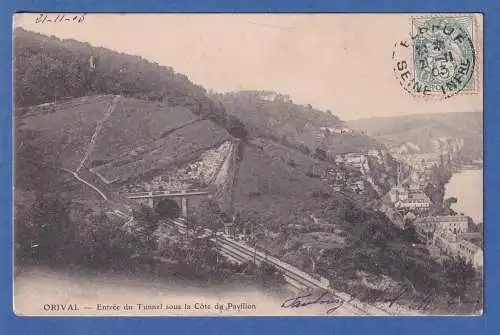 AK Frankreich Orival Entrée du Tunnel sours la Côte du Pavillon gelaufen 1903