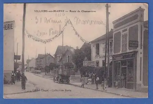 AK Frankreich Villiers sur Marne - Route de Chenneviéres gelaufen 1925