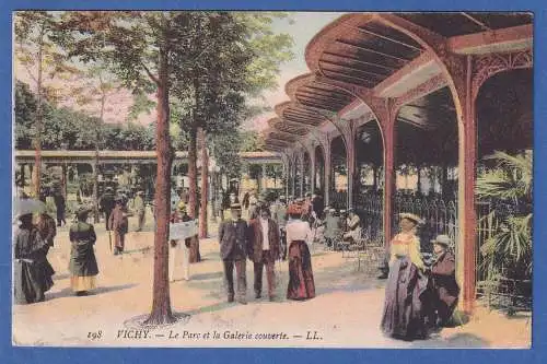 AK Frankreich Vichy Le Parc et la Galerie couverte gelaufen 1907