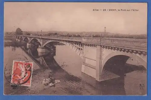 AK Frankreich Vichy Allier le Pont sur l´Allier gelaufen 1911