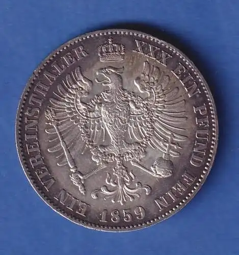 Dt. Kaiserreich Preußen Friedrich Wilhelm IV.. Silbermünze 1 Taler 1859 A vz!