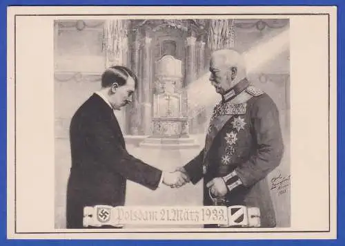 Bildpostkarte Tag von Potsdam - Hitler und Hindenburg 1933