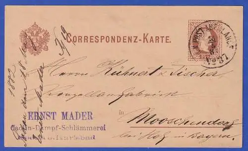 Österreich-Ungarn GA Correspondenz-Karte O K.K. POST-AMBULANCE No. 37, 1882