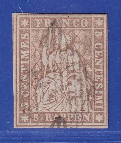 Schweiz 1854 Sitzende Helvetia Berner Druck Mi.-Nr. 13 II Ayn gestempelt