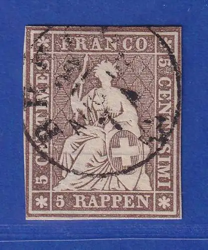 Schweiz 1854 Sitzende Helvetia Berner Druck Mi.-Nr. 13 II Bys gestempelt