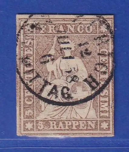 Schweiz 1854 Sitzende Helvetia Berner Druck  Mi.-Nr. 13 II Bys  gestempelt