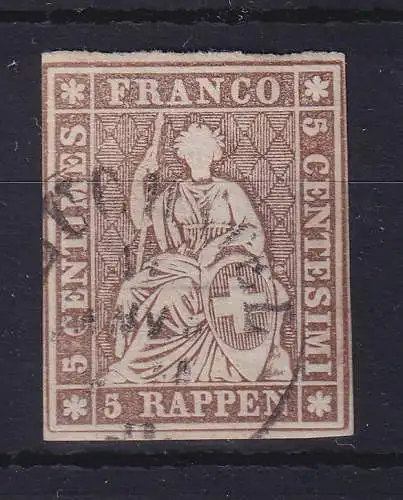 Schweiz 1854 Sitzende Helvetia Berner Druck  Mi.-Nr. 13 II Bys gestempelt