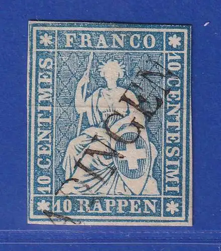Schweiz 1854 Sitzende Helvetia Berner Druck Mi.-Nr. 14 II Aym gestempelt