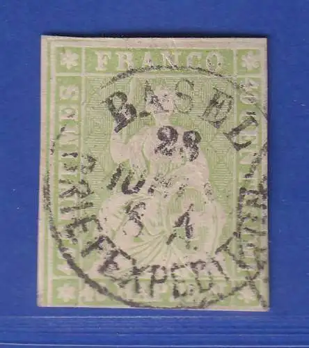 Schweiz 1854 Sitzende Helvetia Berner Druck Mi.-Nr. 16 II Ayr O BASEL