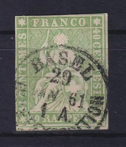 Schweiz 1854 Sitzende Helvetia Berner Druck Mi.-Nr. 17 II Bym O BASEL