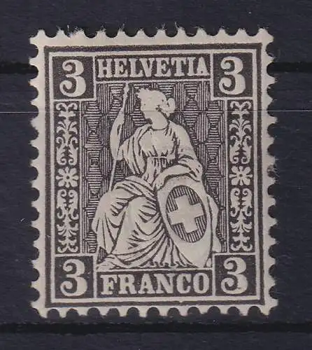 Schweiz 1862 Sitzende Helvetia 3 C grauschwarz Mi.-Nr. 21 ungebraucht *