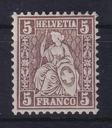 Schweiz 1862 Sitzende Helvetia 5 C braun Mi.-Nr. 22a ungebraucht *